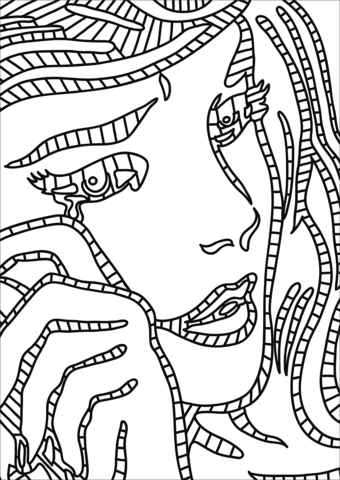 Roy Lichtenstein'S Crying Girl Coloring Page